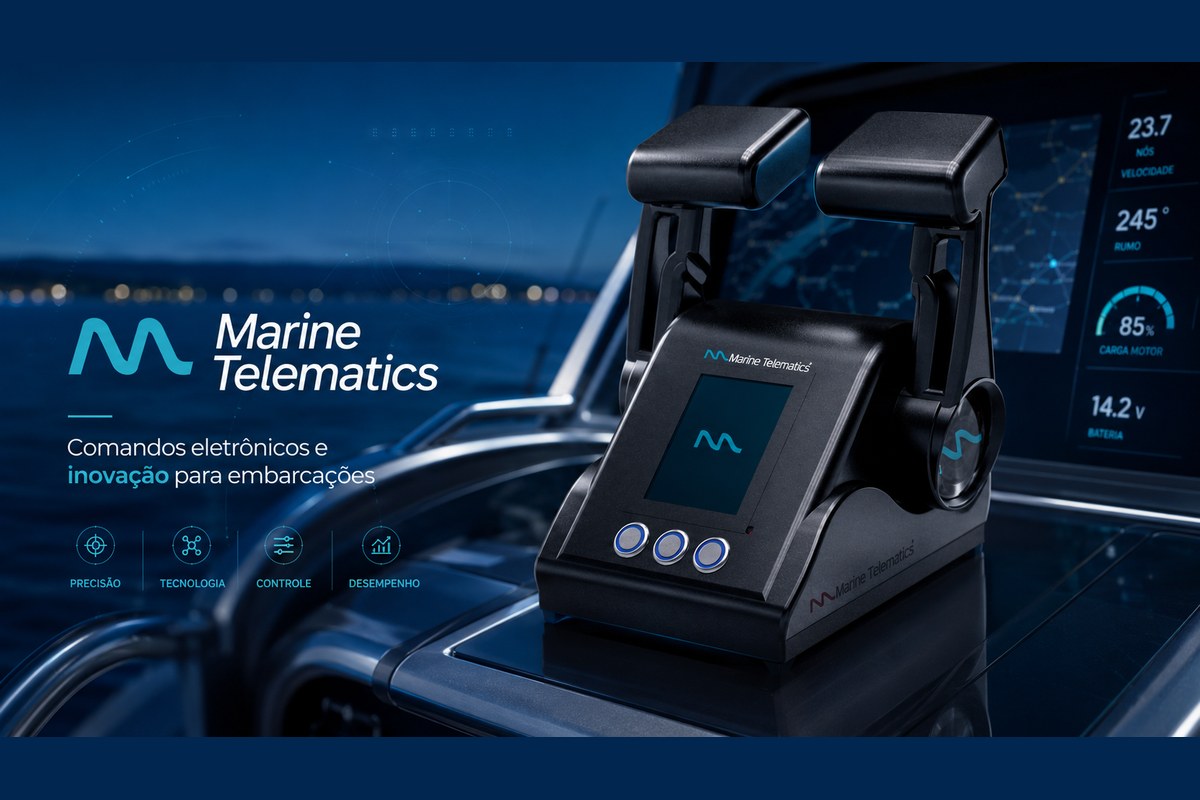 Estación de mando electrónico Marine Telematics con display y palancas