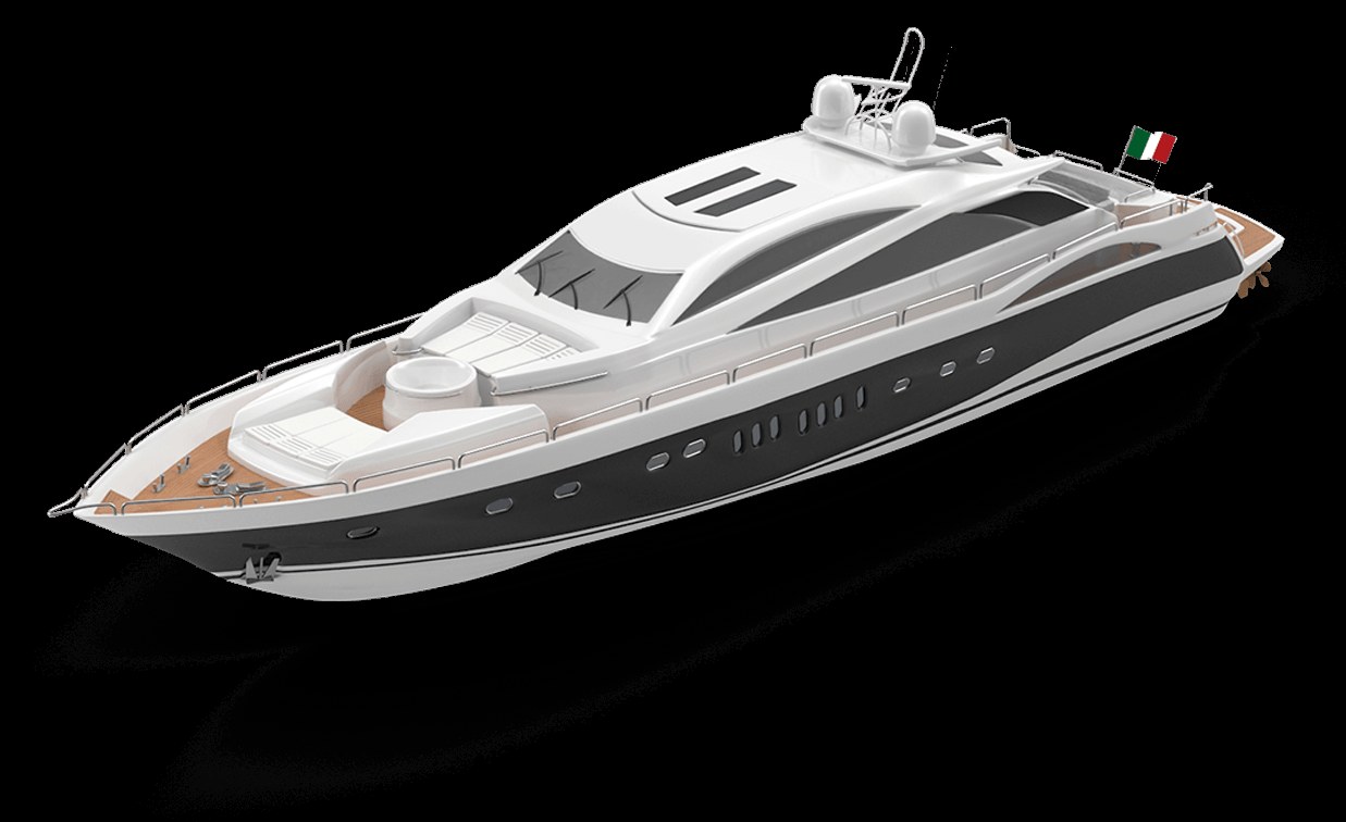 Modelo a escala de un yate blanco producido por impresión 3D